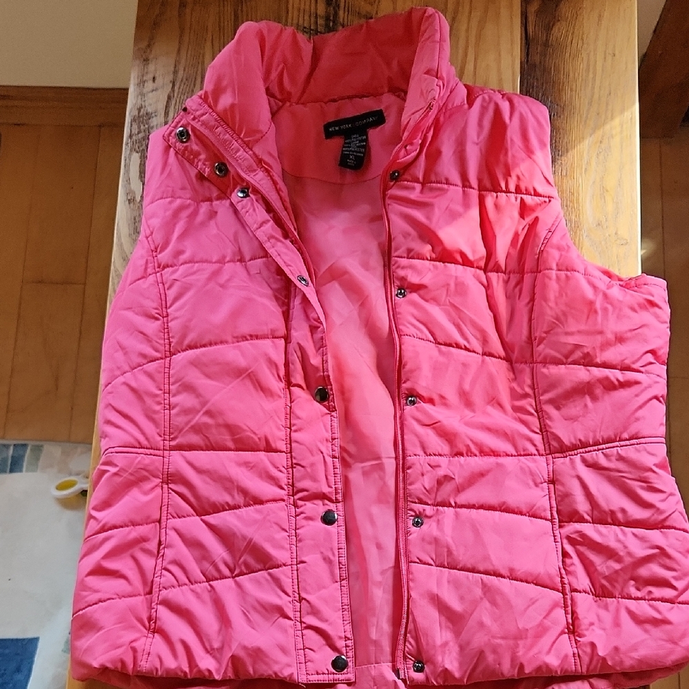 New York & Company Pink Quilted Vest